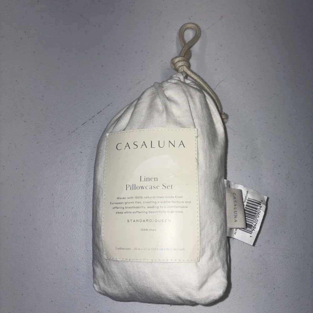 Standard 100% Linen Pillowcases White - Casaluna